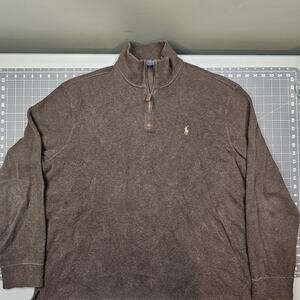 Polo Ralph Lauren Sweater XL Estate Rib Brown 1/4 Zip Preppy Academia Golf